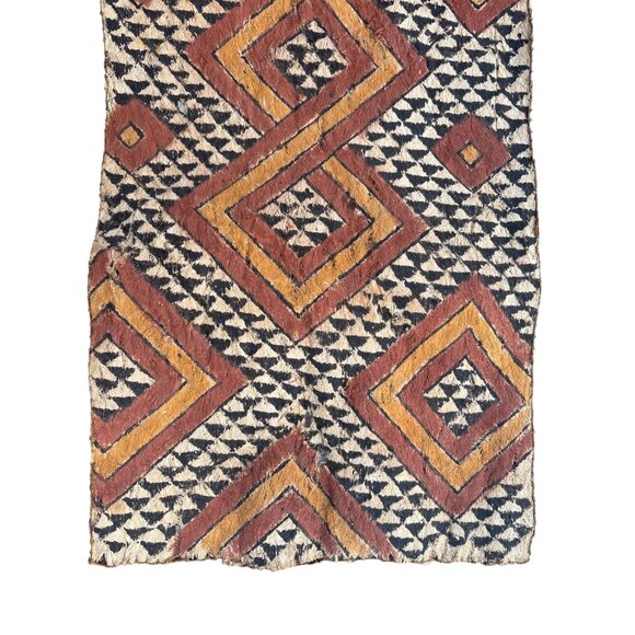 Vintage African Kuba Cloth Tapestry Wall Hanging With Geometric Patterns - Picture 7 of 16